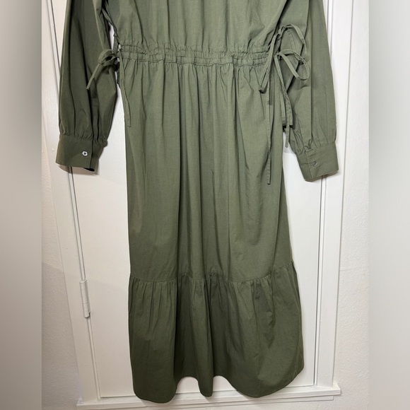 Rails Green Maple Olive Smoke Long Sleeve V Neckline Midi Dress Size Medium - Picture 9 of 16